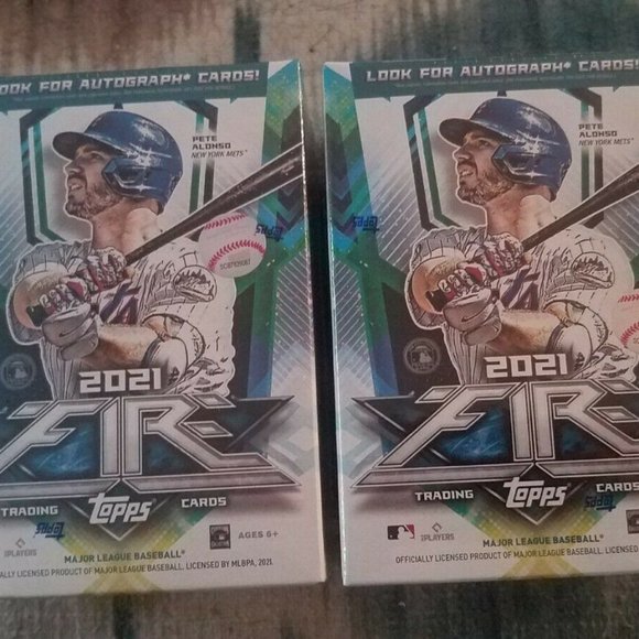 LOT OF 2 MLB 2021 FIRE Baseball Card Blaster Boxes Factory Sealed